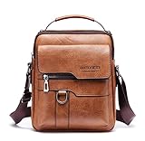 Hjkiopc Umhängetasche Herren Schultertasch Crossbody Handytasche Messenger Bag Herrentasche Shulder Bag Leder Brusttasche (A-Braun1)