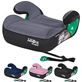 FableKids Sitzerhöhung Auto Kinder | 3-Punkt-Sicherheitsgurt | Kindersitzerhöhung bis 5 Jahre | Autositz für Kinder 125-150 cm | Kindersitzerhöhung ECE R129/03 | Grau