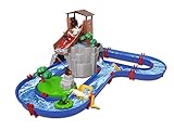 BIG Spielwarenfabrik 8700001647 AquaPlay - AdventureLand - Wasserbahn mit Berg, Turm und Stausee, Spieleset inkl. 2 Tierfiguren, Motorboot und Speedboot, für Kinder ab 3 Jahren, Mehrfarbig