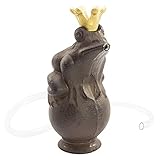 com-four® Wasserspeier Froschkönig, Brunnenfigur aus Gusseisen im Frosch-Design mit goldfarbener Krone, mit 2,5W Pumpe