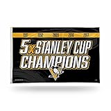 Rico Industries NHL Pittsburgh Penguins Stanley Cup Champions einseitige Fahne mit Ösen, 90 x 150 cm, 5 Stück