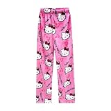 Pyjama Hose Weihnachten Damen Schlafanzughose Lang Flanell Pyjama Hosen Frauen Kawaii Weich Pyjamas Cartoon Cat Anime Schlafhose Mädchen Kuschelig Warm Winter Weihnachts Schlafanzug Kuschelhose xs xxs