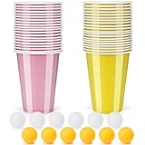 Farnirvana Bierpong Becher Set, Beer Pong Becher Enthält 40 Becher(500ML) und 12 Tischtennisbälle, Wiederverwendbare, Beerpong Partybecher Für Party Trinkspiele Camping Geburtstag Hochzeit