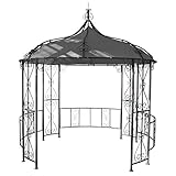 Mendler Pergola Almeria, Rundpavillon Garten Pavillon, stabiles Stahl-Gestell Ø 3m - grau