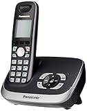 Panasonic Schnurlostelefon mit Anrufbeantworter Clear Sound, 1,8 Zoll Display, 4-Wege Navigation, schwarz, KX-TG6521GB