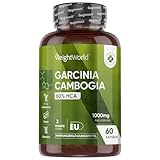 Garcinia Cambogia Fruchtextrakt - 1000mg pro Kapsel - Thermogenese anregen - 60 Vegane Kapseln - 2 Monate Vorrat - Superfood mit 60% Hydroxycitronensäure - Pure Garcinia von WeightWorld