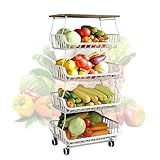 Generisch Snack Cart with Wheels | Vegetable Holder | Rolling Utility Cart | Space-Saving Organizer | Kitchen Fruit Organizer Durable Construction Carbon Steel for Kitchen, Pantry, Garage