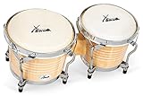 XDrum Bongos Pro Natur - 2 Trommeln mit 6,5' (17 cm) und 7,5' (20 cm) Durchmesser - Bongotrommeln mit stimmbaren Naturfellen und Stimmschlüssel - Holztrommeln Naturfarben