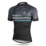 LAMEDA Kurzarm Radtrikot Fahrradtrikot Herren T-Shirt Jersey Radsport Funktionsshirt Elastische Atmungsaktive Schnell Trocknen Stoff(Blau XL)