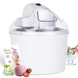 Vpcok Direct Profi Eismaschine Testsieger, Softeismaschine für Zuhause, Joghurtbereiter und Eisbereiter für Eiscreme, Gelato und Sorbet, 1,5L ice cream maker, weiß, inkl. Rezept