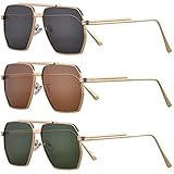 Farrobor Polarisierte Sonnenbrille Herren Pilotenbrille Klassische 3er Set mit UV Schutz Retro Sonnenbrillen für Herren Damen Premium Metallrahmen