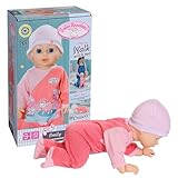 Baby Annabell Emily lauf mit Mir 43cm, Krabbel- und Lauflernpuppe mit Soundfunktion, rosa Strampler und Mütze, 710623 Zapf Creation