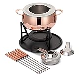 Oak & Steel - 10-Teiliges Premium Edelstahl Fondue für 6 Personen, Roségold/Kupfer - Schokolade, Käse, Fleisch - Robust & Schick - Geschenkset für Valentinstag/Geburtstag/Jahrestag