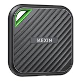 KEXIN Extreme Portable SSD 1 TB, Tragbare SSD 1TB, USB 3.2 Gen.2, 2.000 MB/s Lesen, 1.800 MB/s Schreiben, USB C Robuste Festplatte für Mac, PC und Smartphone, Schwarz