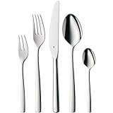 WMF Boston Edelstahl Besteck Set 6 Personen, Essbesteck Set 30 teilig, Monobloc-Messer, Cromargan Edelstahl poliert, spülmaschinenfest