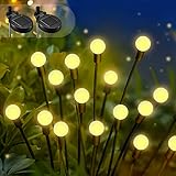 Solar Gartenleuchten, Solar Gartenleuchten Außen Wasserdicht, Solar Garten Dekorative Lichter, Starburst Schwingende Gartenlichter für Wegezaun, Schwimmen, wenn Wind weht(2 Pack, Warmweiß)