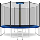 KIDUKU® Trampolin Ø 427 cm | TÜV Rheinland geprüft | Komplettset mit Sicherheitsnetz, Leiter, Randabdeckung, Bodenanker & Zubehör | Outdoor Gartentrampolin Kinder-Trampolin Belastbarkeit 150 kg