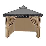 AONEAR Pavillon Sichtschutz Vorhang mit Reißverschluss 4 Paneele Seitenwand Universal Ersatz für Terrasse, Outdoor Baldachin, Garten und Hinterhof (nur Vorhang) (3 x 30 cm)