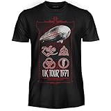 Led Zeppelin T-Shirt UK Tour 1971, offizielles T-Shirt, Band Rock, Unisex, Erwachsene, Jungen., UK Tour 1971, XL