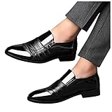 LLDG Herren Business Lederschuhe Elegante Anzugschuhe komfortable klassischer Business-Halbschuh aus Leder mit Gummisohle Business & Freizeit Herrenschuh mode Mokassins Halbschuhe, Schwarz, 46 EU