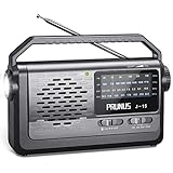 PRUNUS J-15 Kofferradio Weltempfänger Radio UKW/FM/AM/SW, Tragbares Radio Batteriebetrieben oder mit AC-Strom, Radio Klein mit Kabel, 3W Großem Lautsprecher, Taschenlampe für Notfälle.