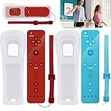 2xController für Wii, Wii-Fernbedienung, Fernbedienung für Wii, Wii u Remote mit Silikongehäuse und Handgelenksgurt, Drahtloser Bewegungssensor-Gpad-Controller für Nintend Wii-Konsole(Rot+Blau)