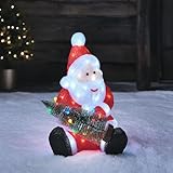 Lights4fun 50cm Acryl LED Weihnachtsmann mit Weihnachtsbaum Weihnachtsmann Figur innen und außen Weihnachtsfigur Weihnachtsdeko Weihnachtsbeleuchtung Außen