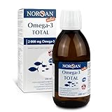 NORSAN Premium Omega 3 Fischöl Total Naturell hochdosiert 200 ml / 2.000mg Omega 3 pro Portion/Omega 3 Öl 1120mg EPA & 536mg DHA/ mit 800 IE Vitamin D3