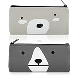 Cobee® Niedliches Federmäppchen aus Segeltuch, 2 Stück, Cartoon Stiftmäppchen, Kawaii Stiftehalter, Federmäppchen, Reißverschluss, Schreibwarentasche, Make up Tasch(hellgrau + dunkelgrau)