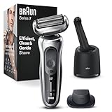 Braun Series 7 Elektrorasierer 360° Flex mit Reinigungsstation, Trimmer & Rasierer Herren Elektrisch, Wet & Dry, rasierapparat, trockenrasierer, Made in Germany, 71-S7200cc, silber