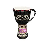 BALSTD Djembe Trommel Professionell Handgeschnitzt Ziegenleder Trommelkopf aus Westafrikanischen Stil Tamburin Bongo Percussion (Schwarze Wolken)