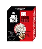 JUST TASTE – Bio Udon Nudeln – Authentisch Japanisch & Kalorienarm – Ideal für Wok & Gebratene Gerichte – 2 Portionen – Low Carb – 300g (1er Pack)