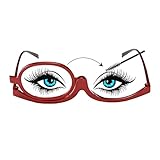 Make Up Brille, Drehbare Make-Up-Brillen, Vergrößerungs-Make-Up-Brille, Makeup Lesebrille Frauen, Modische Augen-Make-Up-Brille, Make Up Schminkbrille mit Klappbaren Brillenglas, +3.50, Rot