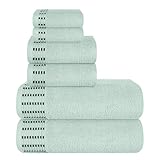 MALLONI HOME Ultra-weiches 6er-Pack Baumwoll-Handtuch-Set, enthält 2 übergroße Badetücher 70 x 140 cm, 2 Handtücher 40 x 60 cm und 2 Waschbetten 30 x 30 cm, Meeresgrün