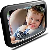 FACEKYO Rücksitzspiegel für Babys, Riesiges Weitwinkel, Baby Car Back Seat Mirror, Soft Frame, Schwarz