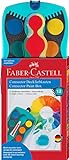 FABER-CASTELL 125003 - Farbkasten CONNECTOR mit 12 Farben, inklusive Deckweiß, Pinselfach und Namensfeld, türkis, 1 Stück