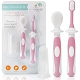 Cherish Baby Care Baby-Zahnbürsten-Set (3-24 Monate) - Sicherheitsgeprüfte & BPA-freie Fingerzahnbürste Baby, Baby Zahnbürste & Zahnbürste Kleinkind - Komplettes Baby Zahnbürsten-Set (rosa)