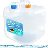 Reinalin Wasserkanister Faltbar 5L - Wassertank mit Hahn Camping Trinkwasserkanister 100% Dicht - Lebensmittelecht Kanister Wasser