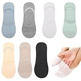 Utensilsto 7 Paare Füßlinge Socken Damen, 35-40 Unsichtbare Sneaker Socken No Show Rutschfeste Socken Atmungsaktiv Ballerina Socken mit Siliconpad