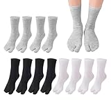 KRYMSON 6 Paar Tabi-Socken, Zehensocken aus Baumwolle, Flip-Flop-Socken, Sandalensocken, Tabi-Yoga-Socken, atmungsaktive Socken, elastische Socken, Unisex-Socken (schwarz, weiß, grau)