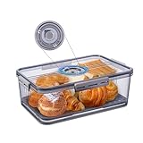 Ribech Brotkasten Brotbox Küche für Frische,Brot Aufbewahrungsbox Extra großer Brotkorb mit Deckel knäckebrotdose für langanhaltende Frische Kühlschrank Frischhaltebox Grau