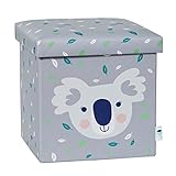 Love IT Store IT Sitzhocker mit Stauraum - Hocker aus robustem Stoff - Verstärkt mit MDF-Holz - Belastbar bis 150 kg - Grau mit Koala-Motiv - 35x35x35 cm