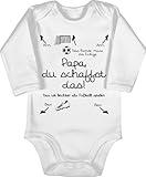 Baby Body langarm Mädchen Junge - Sprüche - Papa du schaffst das Fußball - schwarz - 3/6 Monate - Weiß - babybody mit spruch klamotten spruche fussball strampler weiss bodys sprüchen babybodys