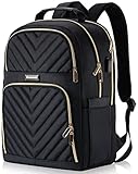 Kuosdaz Rucksack Damen, 15.6 Zoll Schulrucksack Mädchen Teenager mit USB Ladeanschluss, Laptop Rucksack Stylischer Daypack Wasserdichte für Schule, Uni, Reisen, Arbeit, Schwarz