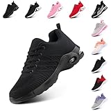 Laufschuhe Damen Sportschuhe Luftpolster Atmungsaktiv Turnschuhe rutschfeste Leichtgewichts Straßenlaufschuhe Sneaker Joggingschuhe Walkingschuhe Fitness Schuhe Schwarz EU 39