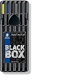 STAEDTLER triplus 34 SB6B Schreibset, Set mit drei Finelinern, Kugelschreiber, Druckbleistift und Textmarker, 6 Stück (1er Pack), schwarz