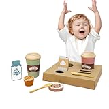 Kaffeespielset aus Holz, Kaffeespielzeug,Fake-Food-Spiel für die Kinderküche | Kaffee-Plätzchen-Set, Spielzeug für Kinder, Spielküchenzubehör, Rollenspielset für Kinder ab 3 Jahren