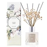 Airkeep Raumduft Frischer Lienen Duft, Reed Diffuser mit 8 Duftstäbchen, Lufterfrischer für Badezimmer, Wohnung, Heimdekoration, 100ml