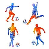 PLIGREAT Fußball Wandtattoo Coole Fußballspieler Silhouette Wandstikcer für Kinderzimmer Junge Fußballliebhaber Schlafzimmer Dekor Geschenk Bunte Sport Fussbälle WandKunst Aufkleber