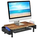 pickpiff Monitor Ständer aus Holz: Elegante Feuerfarbene Monitorständer - Höhenverstellbarer Bildschirmständer für Office und Home.